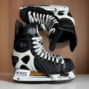 Vintage 00s CCM Black Tacks Ice Hockey Skates Senior Mens 6D High-End Stiff Boot